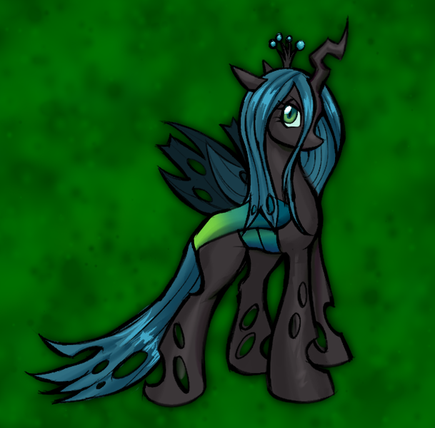 Size: 618x609 | Tagged: safe, artist:sephirothisshot23234, derpibooru import, queen chrysalis, changeling, changeling queen, angry, female, image, looking at you, png, simple background, solo