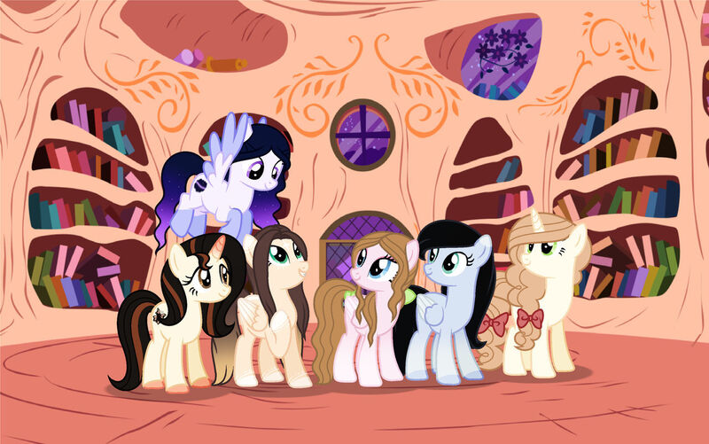 Size: 1280x801 | Tagged: safe, artist:cindydreamlight, derpibooru import, oc, oc:ashley shine diamond, oc:cindy, oc:flower heart, oc:lucy ghost, oc:night light star, oc:sara butterfly, unofficial characters only, earth pony, pegasus, pony, unicorn, base used, image, jpeg