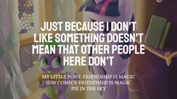 Size: 1280x720 | Tagged: safe, derpibooru import, edit, editor:quoterific, idw, spike, twilight sparkle, twilight sparkle (alicorn), alicorn, dragon, pony, duo, female, image, jpeg, male, mare, pie in the sky, text