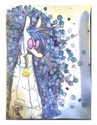 Size: 1275x1650 | Tagged: safe, artist:love2gruel, derpibooru import, vinyl scratch, semi-anthro, unicorn, clothes, female, glasses, image, jpeg, photo, solo, traditional art