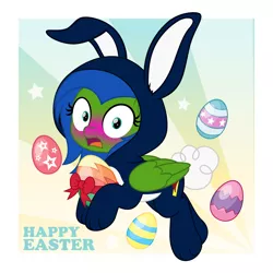 Size: 5000x5000 | Tagged: safe, artist:jhayarr23, derpibooru import, oc, oc:checkpoint, unofficial characters only, pegasus, pony, animal costume, bunny costume, bunny ears, clothes, costume, easter, easter egg, egg, embarrassed, holiday, image, looking at you, png, solo