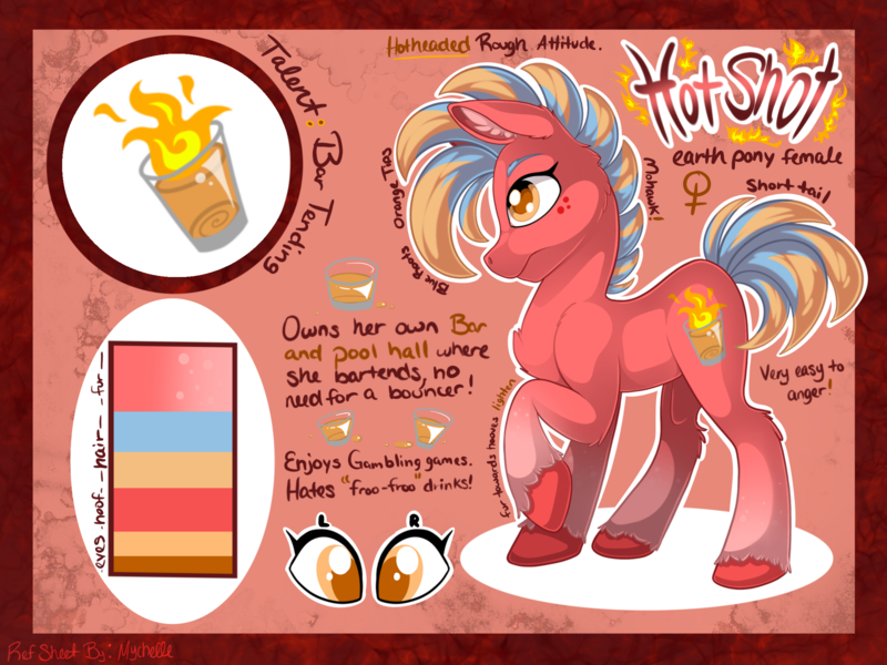 Size: 2224x1668 | Tagged: safe, artist:mychelle, derpibooru import, oc, oc:hot shot, earth pony, pony, female, image, mare, png, reference sheet, solo