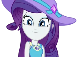 Size: 972x720 | Tagged: safe, derpibooru import, edit, edited screencap, screencap, rarity, camping must-haves, equestria girls, equestria girls series, spoiler:eqg series (season 2), background removed, cute, eyeshadow, female, geode of shielding, image, jewelry, looking at you, magical geodes, makeup, not a vector, pendant, png, rarity peplum dress, simple background, sleeveless, solo, sunhat, transparent background