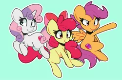 Size: 3211x2115 | Tagged: safe, artist:kindakismet, derpibooru import, apple bloom, scootaloo, sweetie belle, earth pony, pegasus, pony, unicorn, bow, cutie mark crusaders, female, filly, foal, hair bow, image, jpeg, simple background