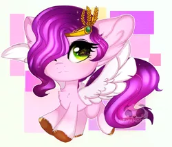 Size: 3500x2996 | Tagged: safe, artist:2pandita, derpibooru import, pipp petals, pegasus, pony, adorapipp, chest fluff, chibi, cute, ear fluff, female, g5, high res, image, mare, one eye closed, png, solo, wink