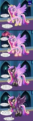 Size: 4154x15360 | Tagged: safe, artist:damlanil, derpibooru import, princess cadance, alicorn, pony, bodysuit, catsuit, clothes, comic, commission, costume, crown, derp, disappearing clothes, female, glasses, goggles, hoof shoes, horn, image, implied twilight sparkle, jewelry, latex, latex suit, magic, magic aura, mare, mind break, mind control, necklace, png, regalia, rubber, rubber drone, shadowbolt drone, shadowbolts, shadowbolts (nightmare moon's minions), shadowbolts costume, shiny, shiny mane, show accurate, solo, speech bubble, story, story included, suit, text, transformation, transformation sequence, vector, wings