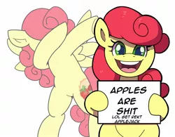 Size: 1600x1250 | Tagged: safe, artist:anonymous, strawberry sunrise, pony, dab, female, image, irrational exuberance, jpeg, looking at you, mare, meme, ponified meme, sign, simple background, smiling, solo, strawberry savage, white background