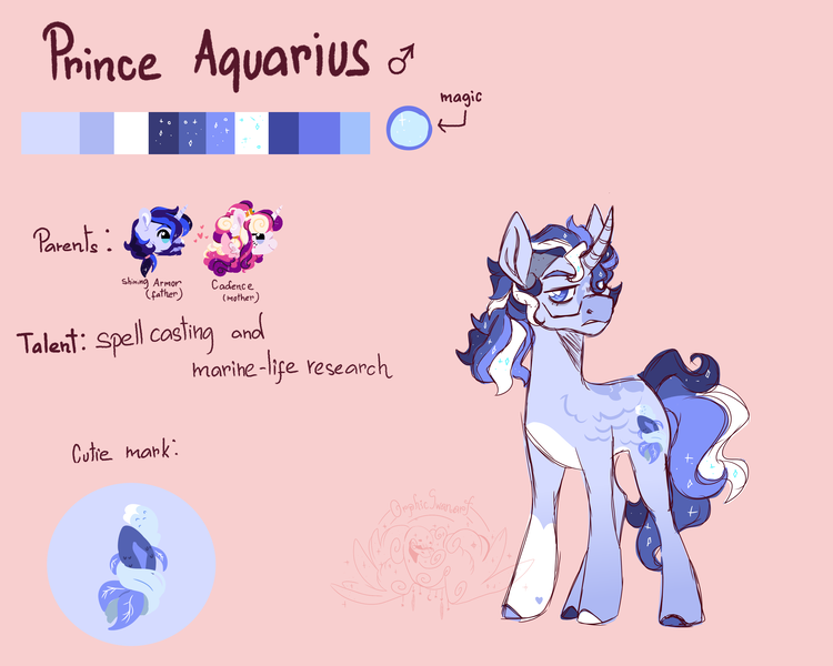 Size: 3000x2400 | Tagged: safe, artist:orphicswanart, derpibooru import, oc, oc:aquarius, unicorn, alternate universe, au:chaoticverse, image, offspring, parent:princess cadance, parent:shining armor, parents:shiningcadance, png, solo