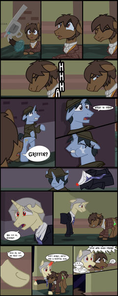 Size: 1280x3203 | Tagged: safe, artist:mr100dragon100, derpibooru import, earth pony, unicorn, comic:a house divided, comic, dark forest au's dr. jekyll and mr. hyde, griffin (character), image, jpeg, knock out, thug