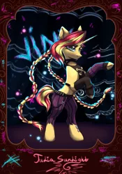 Size: 1668x2388 | Tagged: safe, artist:jsunlight, derpibooru import, sunset shimmer, pony, unicorn, crossover, image, jinx (league of legends), league of legends, png, solo, sunset cosplay flashmob
