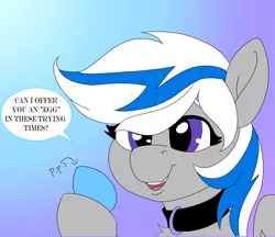 Size: 2500x2160 | Tagged: safe, artist:brainiac, derpibooru import, oc, oc:lady lightning strike, pegasus, pony, can i offer you an egg, commission, deltarune, female, image, mare, meme, pipis, png, solo, text
