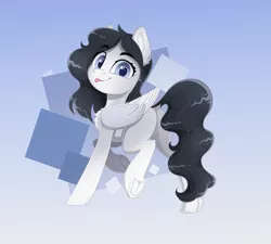 Size: 4000x3600 | Tagged: safe, artist:rainbowfire, derpibooru import, oc, unofficial characters only, pegasus, pony, black mane, blue eyes, curvy, cute, female, grin, image, language, looking at you, mare, open mouth, png, raised hoof, smiling, solo, solo female, wings