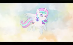 Size: 1280x800 | Tagged: safe, artist:lovinglypromise, derpibooru import, oc, alicorn, pony, cloud, female, flying, image, jpeg, lovely promise, lovelypromise, mare, offspring, parent:princess cadance, parent:shining armor, parents:shiningcadance, solo