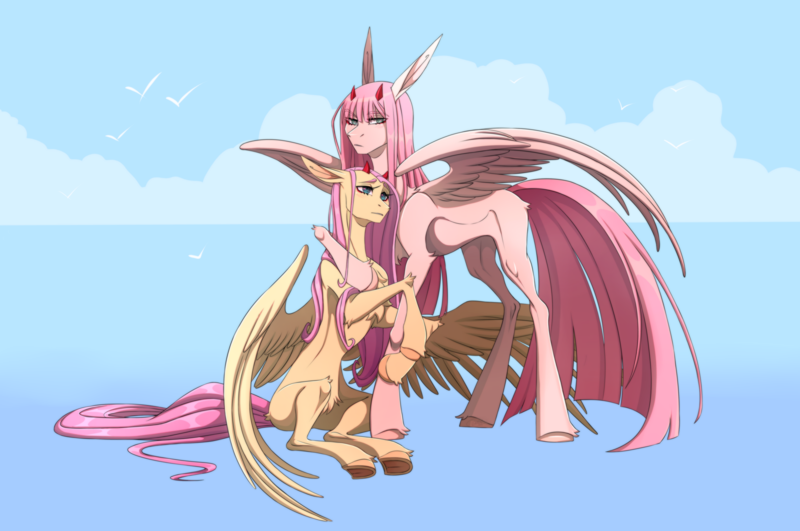 Size: 6777x4500 | Tagged: safe, artist:1an1, derpibooru import, ponified, pegasus, pony, anime, darling in the franxx, image, png, zero two (darling in the franxx)