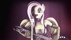 Size: 1920x1080 | Tagged: safe, artist:maideshy, derpibooru import, fluttershy, anthro, 3d, fluttergoth, goth, guitar, image, jpeg, microphone, musical instrument, playing, singing, solo, source filmmaker, winged anthro, wings