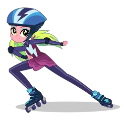 Size: 1400x1400 | Tagged: dead source, safe, derpibooru import, official, lemon zest, equestria girls, friendship games, female, friendship games outfit, friendship games speedskating outfit, image, looking at you, png, roller skates, school spirit, shadowbolts, simple background, skating, solo, speed skating, speedskating outfit, transparent background, tri-cross relay outfit, vector