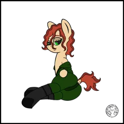 Size: 1024x1024 | Tagged: suggestive, artist:dice-warwick, derpibooru import, oc, oc:plasma cutter, earth pony, pony, fallout equestria, bedroom eyes, boots, clothes, curly mane, dock, image, jumpsuit, png, shoes, solo, tail