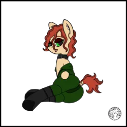 Size: 1024x1024 | Tagged: suggestive, artist:dice-warwick, derpibooru import, oc, oc:plasma cutter, earth pony, pony, fallout equestria, bedroom eyes, boots, clothes, collar, curly mane, dock, dock piercing, ear piercing, eyeshadow, image, jumpsuit, lipstick, makeup, piercing, png, shoes, solo, tail, tail piercing