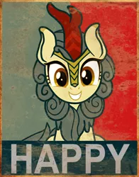 Size: 383x489 | Tagged: safe, artist:jhayarr23, artist:seki_98, derpibooru import, autumn blaze, kirin, happy, horn, image, looking at you, png, positive ponies, smiling, solo, swag