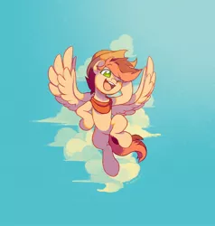 Size: 1698x1786 | Tagged: safe, artist:drtuo4, derpibooru import, oc, oc:kayle rustone, unofficial characters only, pegasus, pony, cloud, image, jpeg, male, neckerchief, open mouth, solo, stallion, wings
