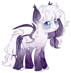 Size: 1024x1040 | Tagged: safe, artist:miioko, derpibooru import, oc, unofficial characters only, bat pony, pony, bat pony oc, bat wings, deviantart watermark, ethereal mane, female, image, mare, obtrusive watermark, png, simple background, solo, starry mane, transparent background, watermark, wings