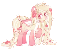 Size: 1024x864 | Tagged: safe, artist:miioko, derpibooru import, oc, unofficial characters only, pegasus, pony, deviantart watermark, female, flower, flower in hair, image, mare, obtrusive watermark, pegasus oc, png, raised hoof, simple background, solo, transparent background, watermark, wings