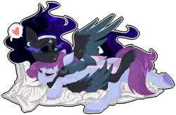 Size: 636x414 | Tagged: safe, artist:dinkydoolove, derpibooru import, oc, unofficial characters only, pegasus, pony, base used, duo, female, heart, hug, image, male, mare, oc x oc, offspring, one eye closed, parent:flash sentry, parent:king sombra, parent:princess luna, parent:twilight sparkle, parents:flashlight, parents:lumbra, pegasus oc, pictogram, png, shipping, simple background, snuggling, sombra eyes, stallion, transparent background, underhoof, wings, wink