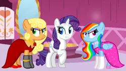 Size: 1280x720 | Tagged: safe, artist:mlplary6, derpibooru import, applejack, rainbow dash, rarity, earth pony, pegasus, pony, unicorn, angry, applejack also dresses in style, applejack is not amused, clothes, dress, female, grin, happy, image, makeover, mare, png, rainbow dash always dresses in style, rainbow dash is not amused, smiling, starry eyes, unamused, wingding eyes