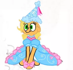 Size: 720x692 | Tagged: safe, artist:darlycatmake, derpibooru import, applejack, earth pony, pony, bow, clothes, colored, cute, dress, dressup, froufrou glittery lacy outfit, happy, hennin, image, jackabetes, jewelry, jpeg, looking at you, necklace, photo, princess, princess applejack, princess hat, smiling, smiling at you