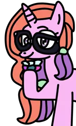 Size: 600x1000 | Tagged: safe, artist:jadeharmony, derpibooru import, oc, oc:chemical sunshine, unofficial characters only, alicorn, pony, icey-verse, alicorn oc, female, glasses, horn, image, magical lesbian spawn, mare, offspring, parent:luster dawn, parent:potion nova, parents:lusternova, png, raised hoof, simple background, solo, transparent background, wings