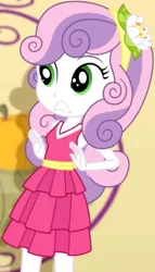 Size: 1920x3365 | Tagged: safe, derpibooru import, screencap, sweetie belle, a photo booth story, eqg summertime shorts, equestria girls, cropped, fall formal outfits, female, image, jpeg, sleeveless, solo