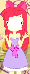 Size: 1693x4093 | Tagged: safe, derpibooru import, screencap, apple bloom, a photo booth story, eqg summertime shorts, equestria girls, apple bloom's bow, bow, cropped, eyes closed, fall formal outfits, female, hair bow, image, jpeg, solo