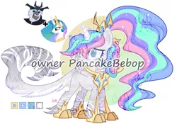 Size: 1280x896 | Tagged: safe, artist:hoochuu, artist:lazuli0209, derpibooru import, princess celestia, storm king, alicorn, hybrid, pony, my little pony: the movie, abstract background, base used, clothes, deviantart watermark, eyelashes, female, fusion, image, jpeg, mare, obtrusive watermark, peytral, screencap reference, smiling, watermark