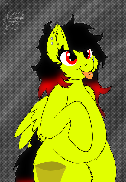 Size: 1640x2360 | Tagged: safe, artist:jay_wackal, derpibooru import, oc, oc:marmalade, unofficial characters only, pegasus, pony, :p, cute, ear piercing, fat, image, nose piercing, piercing, png, pudgy, tongue out