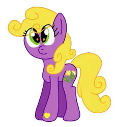 Size: 617x682 | Tagged: safe, artist:funnyclowns64, derpibooru import, daisyjo, earth pony, pony, colored, curly hair, curly mane, curly tail, cute, dawwsyjo, eye clipping through hair, female, full body, g3, g4, heart, heart hoof, hooves, image, mare, png, simple background, smiling, solo, standing, tail, transparent background, yellow hair, yellow mane, yellow tail