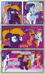 Size: 1920x3168 | Tagged: safe, artist:alexdti, derpibooru import, rarity, oc, oc:aqua lux, oc:purple creativity, oc:warm focus, pegasus, pony, unicorn, comic:quest for friendship, ^^, bag, bandage, comic, dialogue, eyes closed, female, fission mailed, floppy ears, flying, folded wings, glasses, glow, glowing horn, grin, high res, hoof hold, hoof over mouth, hooves, horn, image, looking at someone, magic, mare, meme, nose wrinkle, open mouth, open smile, pegasus oc, png, ponytail, puffy cheeks, raised hoof, saddle bag, shoulder angel, shoulder devil, shrunken pupils, smiling, speech bubble, spread wings, tail, telekinesis, wings