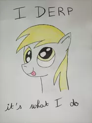 Size: 2992x4000 | Tagged: safe, artist:aking, derpibooru import, derpy hooves, pegasus, pony, bust, image, jpeg, portrait, solo, tongue out, traditional art