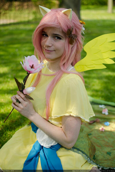 Size: 2000x3000 | Tagged: safe, artist:chastten, artist:moekke, derpibooru import, fluttershy, human, clothes, cosplay, costume, flower, image, irl, irl human, jpeg, photo, solo