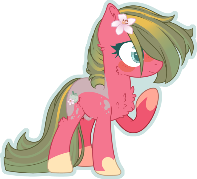 Size: 4705x4276 | Tagged: safe, artist:dinkydoolove, derpibooru import, oc, unofficial characters only, earth pony, pony, base used, chest fluff, earth pony oc, eyelashes, female, flower, flower in hair, image, mare, offspring, parent:big macintosh, parent:marble pie, parents:marblemac, png, raised hoof, simple background, transparent background