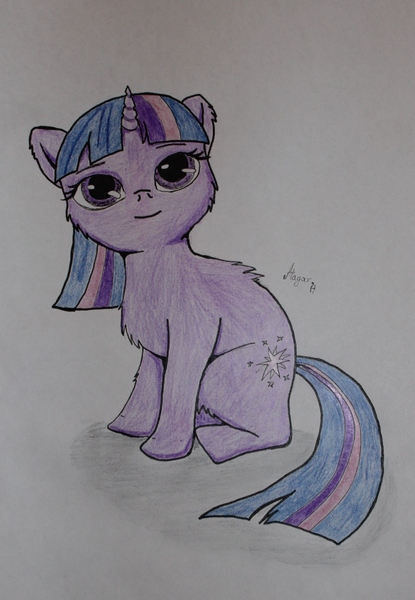 Size: 2453x3543 | Tagged: safe, artist:magarnadge, derpibooru import, twilight sparkle, pony, unicorn, female, image, jpeg, mare, smiling, solo, traditional art, unicorn twilight