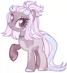 Size: 1024x1129 | Tagged: safe, artist:miioko, derpibooru import, oc, unofficial characters only, earth pony, pony, choker, deviantart watermark, earth pony oc, eyelashes, female, image, jpeg, mare, obtrusive watermark, simple background, smiling, solo, watermark, white background