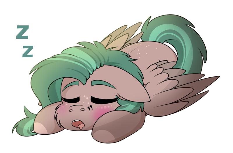 Size: 1644x1080 | Tagged: safe, artist:rokosmith26, derpibooru import, oc, oc:shelly b smith, unofficial characters only, pegasus, pony, blushing, cheek fluff, chibi, colored wings, cute, eyes closed, floppy ears, freckles, image, lying down, open mouth, pegasus oc, png, prone, simple background, sleeping, solo, spread wings, tail, transparent background, two toned mane, two toned wings, wings