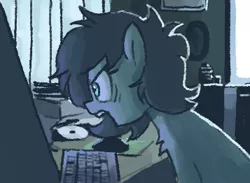 Size: 357x262 | Tagged: safe, artist:plunger, derpibooru import, oc, oc:anonfilly, ponified, pony, agk, angry, angry german kid, computer, drawthread, female, filly, image, meme, png, ponified meme, requested art, solo