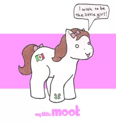 Size: 808x857 | Tagged: safe, artist:homicidalxfish, ponified, earth pony, pony, 4chan, :>, bow, christopher poole, dialogue, flag, g1, image, jpeg, mexico, moot, simple background, solo, speech bubble, tail bow, text