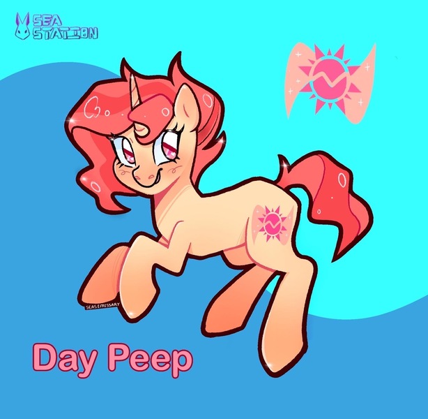 Size: 1440x1407 | Tagged: safe, artist:seasemissary, derpibooru import, oc, oc:day peep, pony, unicorn, female, image, jpeg, magical lesbian spawn, mare, offspring, parent:princess celestia, parent:sunset shimmer, parents:sunsestia, solo