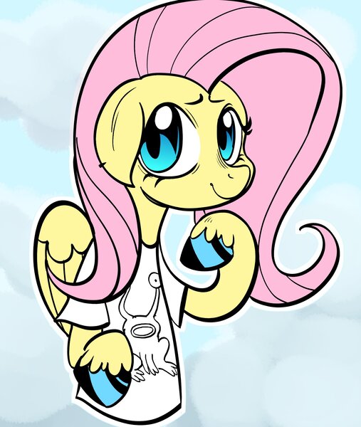 Size: 1690x2000 | Tagged: safe, artist:swagstapiece, derpibooru import, fluttershy, pegasus, pony, absurd resolution, clothes, female, floppy ears, image, jpeg, mare, shirt, smiling, solo, t-shirt, unshorn fetlocks