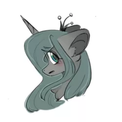 Size: 1000x1000 | Tagged: safe, artist:sunny berry, derpibooru import, queen chrysalis, changeling, changeling queen, crown, female, image, jewelry, png, regalia, sideways image, worried