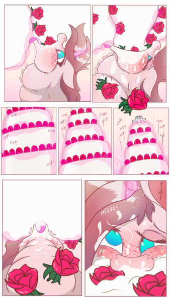 Size: 2160x3840 | Tagged: suggestive, artist:topdoge11, derpibooru import, part of a set, oc, oc:cinnamon twist (topdoge11), unofficial characters only, pony, unicorn, series:cinnamon twist and her cakes, blushing, cake, comic, eating, eyes rolling back, fat, fat fetish, female, fetish, food, freckles, image, lidded eyes, magic, mare, messy eating, obese, onomatopoeia, part of a series, png, sequence, solo, solo female, story included, suggestive eating, telekinesis