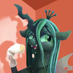 Size: 2048x2048 | Tagged: safe, artist:catscratchpaper, derpibooru import, queen chrysalis, changeling, changeling queen, female, image, jpeg, sock, solo