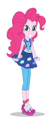 Size: 837x2000 | Tagged: dead source, safe, derpibooru import, official, pinkie pie, equestria girls, friendship games, clothes, female, grin, high heels, image, looking at you, necktie, png, school spirit, shoes, simple background, skirt, smiling, solo, transparent background, vector, wristband